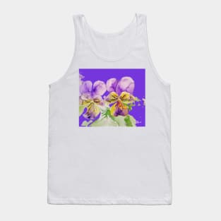 Viola Watercolor Painting Purple Flower Tank Top